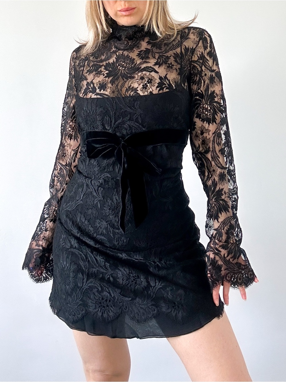 Valentino black lace dress